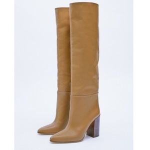 Zara // NWT Leather Knee High Boots 36 6